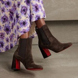 Christian Louboutin Brown Heeled Boots with Red Soles